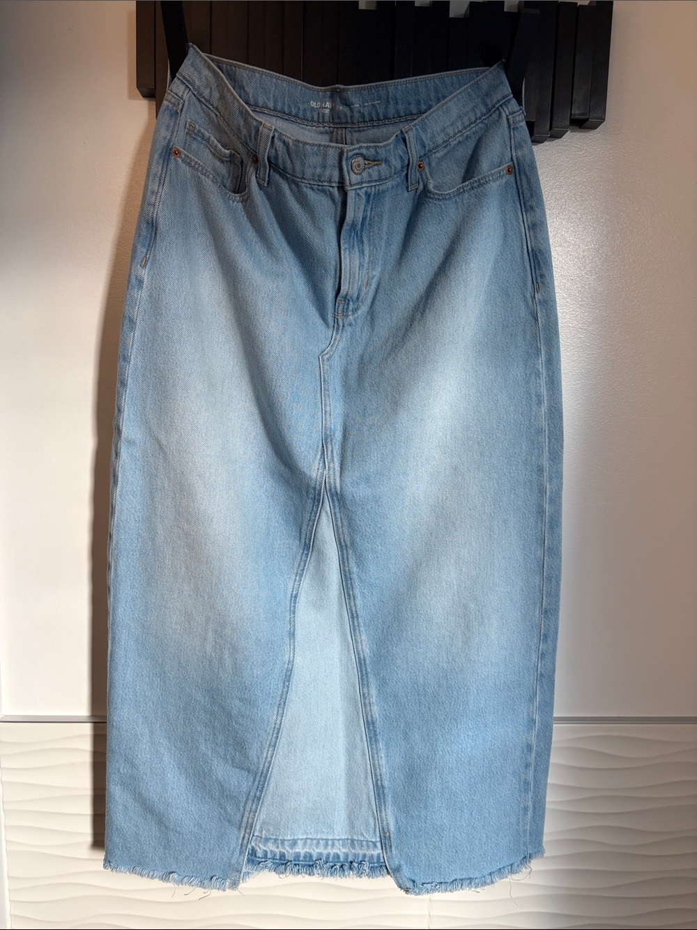Light Denim Maxi with Raw Hem